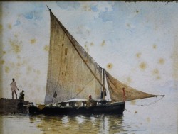 Polla 1849 – Napoli 1932</br> La vela, 1888</br> Acquerello su carta (mm 120 x 160)