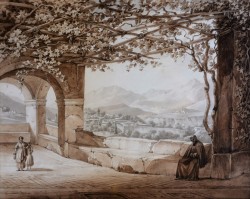 XIX secolo </br>Il Convento dei Cappuccini a Fisciano</br> Seppia su carta (mm 285 x 230)