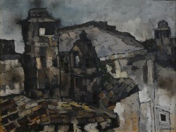 Matera 1932 – 1996</br> Inverno nei Sassi, 1958</br> Olio su tela (cm 60 x 80)