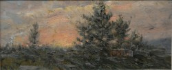 Melfi 1885 – Sarno 1953 </br> Tramonto, 1933 </br>Olio su tavola (cm 13 x 27)