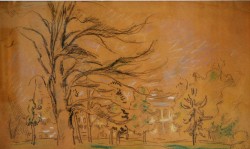 Milano 1885 – 1957 </br>Il grande albero</br> Tela riportata su cartone (cm 70 x 50)