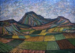 1927 - 2003 </br>Brandelli di paesaggio</br> Olio su tela (cm 70 x 50)
