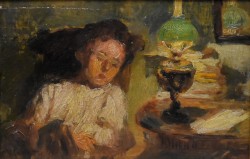 Salerno 1872 – Parigi 1948 </br>Il primo sonno</br> Olio su tavola (cm 13,5 x 20,5)