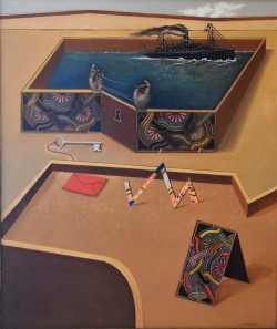 1942 </br>Il piroscafo sotto chiave</br> Tecnica mista su cartone (mm 600 x 500)
