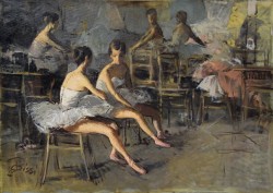Carmignano 1902 – Firenze 1987 </br>Le ballerine</br> Olio su tela (cm 50 x 70)