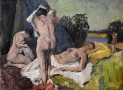 Monaco di Baviera 1894 – Haimhausen 1972 </br>Le bagnanti</br> Olio su faesite (cm 60 x 80)