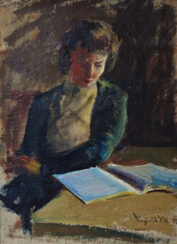 Napoli 1881 – 1952</br> L’attesa</br> Olio su tavola (cm 33,5 x 46)