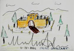 Alessandria 1932 – Milano 2016 </br>Il nome della rosa </br> Tecnica mista (mm 210 x 300)