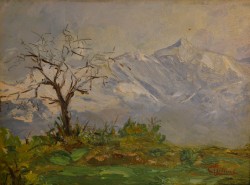 Genova 1864 – Milano 1938 </br>Inverno alle porte</br> Olio su tavola (cm 17 x 22,5)