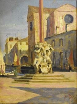 Caldiero 1929 </br>Pomeriggio a Chioggia</br> Olio su tavola (cm 40 x 30)