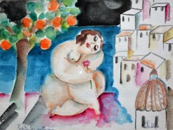 Milano 1930 </br>Notturno a Positano</br> Acquerello su carta (mm 280 x 380)