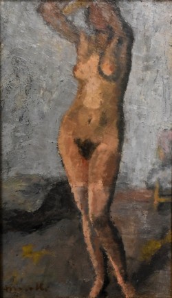 1896 - 1976 </br>Chiara e il triangolo, 1926</br> Olio su tavola (cm 44 x 26)