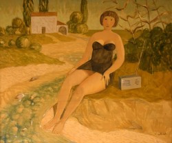 Piacenza 1945 </br>Radiolina transistor</br> Olio su tela (cm 50 x 60)