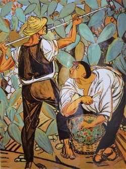 Messina 1908 – Milano 1997 </br>Raccolta di fichi d’India</br> Serigrafia (cm 50 x 70)