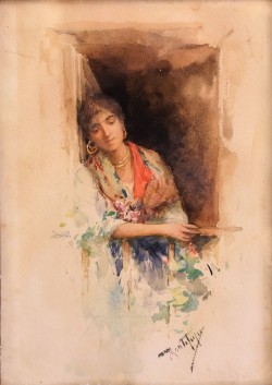 Cava de’ Tirreni 1852 – Roma 1912 </br>Melanconia e bellezza </br> Acquerello su carta (mm 250 x 175)