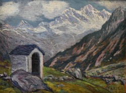 Borgolavezzarro 1869 – 1953 </br>Ave Maria al passo</br> Olio su tavola (cm 30 x 40)