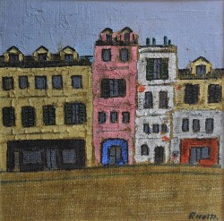 XX secolo </br>Navigli a Milano</br> Olio su tela di iuta (cm 25 x 25)