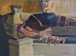 Milano 1924 – 2007 </br>Il generale</br> Olio su tavola (cm 30 x 40)