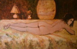 Gilberto Filibeck Roma 1932 </br>Aspettando la messa </br> Olio su tela (cm 50 x 75,5)