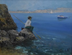 Napoli 1888 – 1990</br> Per pesca e per gioco</br> Olio su tavola (cm 23 x 29)