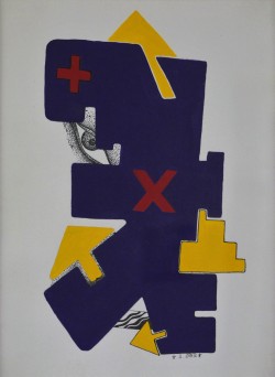 XIX secolo </br>Marcia geometrica </br>Tecnica mista su carta (mm 400 x 300)