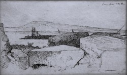 Moliterno 1834 – Napoli 1917 </br>Dopo il tramonto</br> Matita su carta (mm 90 x 160)