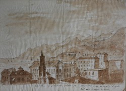 </br>Veduta della città di Salerno, 1874</br> Seppia su carta (mm 265 x 200)