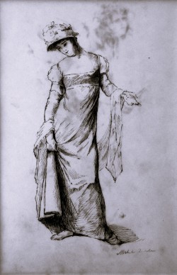Moliterno 1834 – Napoli 1917 </br>Abito elegante</br> Matita su carta (mm 230 x 150)