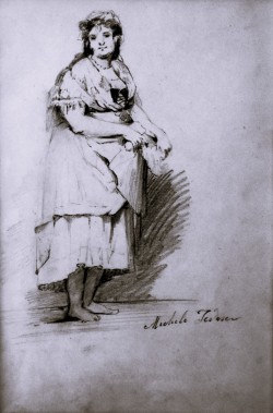 Moliterno 1834 – Napoli 1917 </br>La contadina</br> Matita su carta (mm 230 x 150)