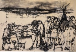 Matera 1932 – 1996 </br>Miseria e morte, 1963</br> China su carta (mm 320 x 470)