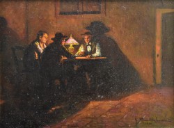 Accettura </br>Una notte per gioco</br> Olio su cartone (cm 20 x 27,5)