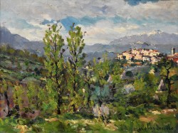 Irsina 1887 – Napoli 1963 </br>Paesaggio lucano</br> Olio su tavola (cm 24 x 32)