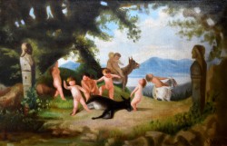 Parigi 1840 - 1912 </br>I giochi inutili </br> Olio su tela (cm 44,5 x 30)