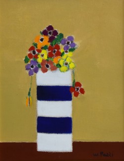 Bergamo 1911 – Milano 1989 </br>Fiori</br> Olio su tela (cm 28 x 32)