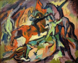 XX secolo </br>La carica dei 600</br> Olio su tavola (cm 45 x 37)