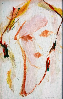 Milano 1920 – 2009 </br>Ritratto di donna</br> Olio su tela (cm 10 x 15)