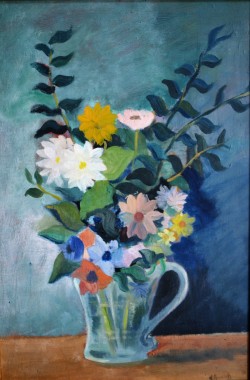 Palermo 1906 – Varese 1993 </br>Vaso di fiori</br> Olio su tavola (cm 41 x 61)