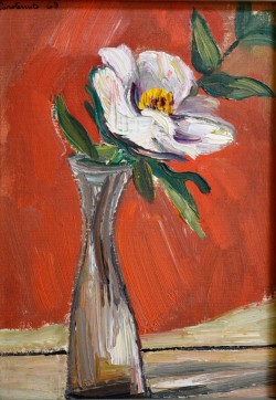 Tramonti 1922 – Salerno 2017 </br>La peonia, 1963</br> Olio su tavola (cm 20 x 30)