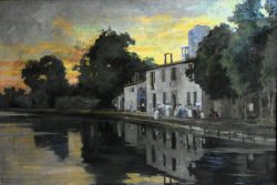 Venezia 1863 – Padova 1922 </br>Sul Brenta</br> Olio su tela (cm 60 x 90)