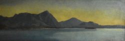 San Giovanni Bianco 1827 – Milano 1898 </br>Feriolo – Lago Maggiore, 1862 </br> Olio su tela (cm 28 x 81)